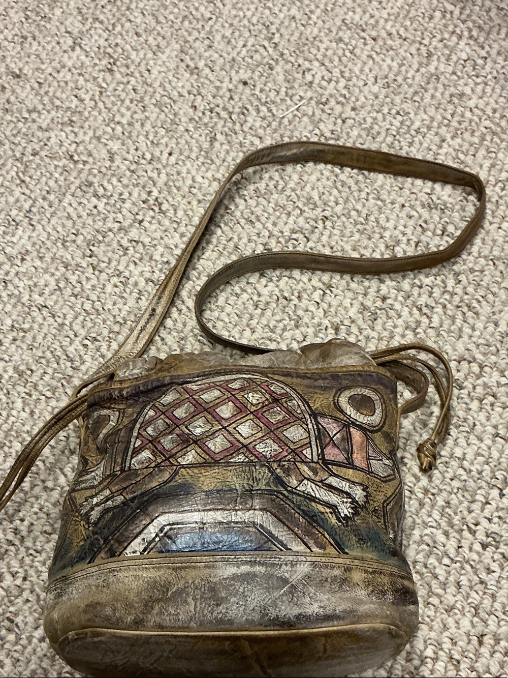 Jane Yoo Hand-Painted Leather Crossbody Bag in Brown